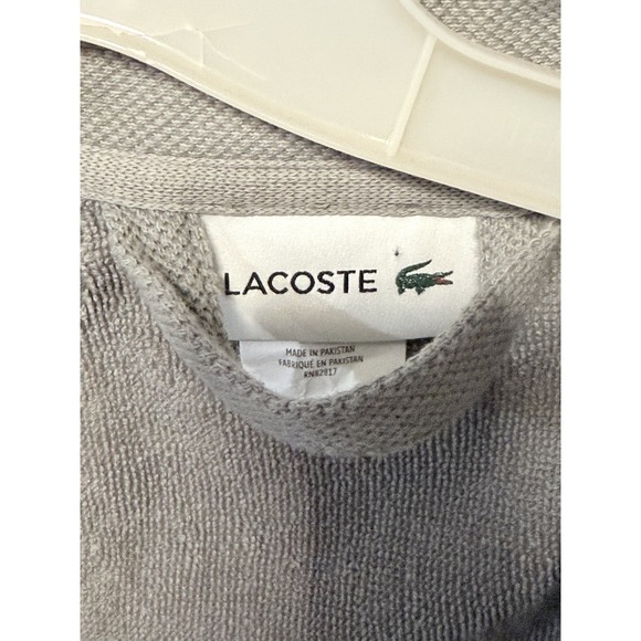 LACOSTE Mens Terry Cotton Bathrobe Light Gray One Size Alligator 🐊 - Picture 4 of 5